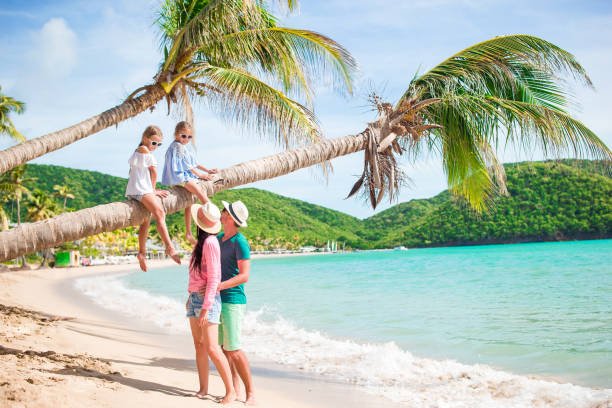 young family on vacation have a lot of fun