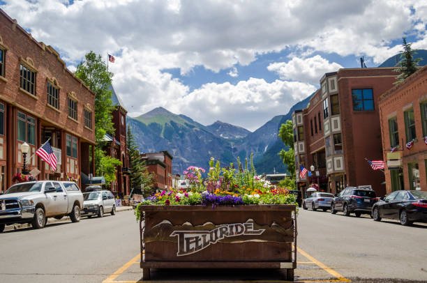flower box in the middle of downtown telluride